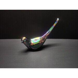 Fenton Bird Of Happiness Favrene Iridescent Carnival Glass Figure Long Tail